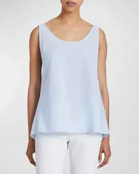 Майка из хлопкового шамбре Ari с завязками Santorelli, цвет Sky Blue
