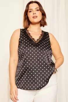 Майка из кружева с v-образным вырезом Curves Like These, черный