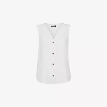 Майка из льна Laura с v-образным вырезом Whistles, белый