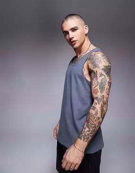 Майка из льняной смеси с круглым вырезом ASOS DESIGN цвета древесный уголь