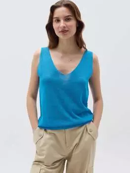 Майка из люрекса с V-образным вырезом Hybrid, цвет deep blue