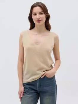 Майка из люрекса с V-образным вырезом Hybrid, цвет light beige