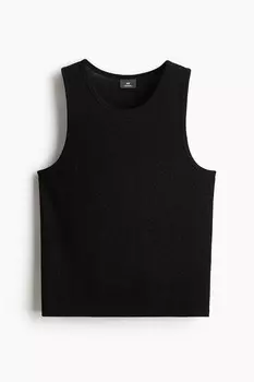 Майка из металлизированного трикотажа стандартной посадки H&M, черный