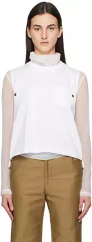 Майка из нейлонового твила с добавлением хлопка и джерси sacai, белый