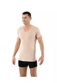 Майка из органического материала с V-образным вырезом, очень длинный и короткий рукав Albertkreuz, бежевый