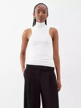 Майка из рубчатого джерси с высоким воротником Proenza Schouler, белый