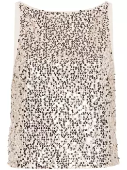 Майка из сетки с пайетками ROTATE BIRGER CHRISTENSEN, бежевый