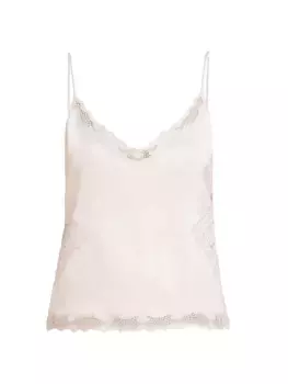 Майка из шелкового атласа и кружева Amaray Loro Piana, цвет almond blossom