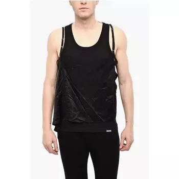 Майка из шелковой смеси с кружевным подолом Dsquared2, Black