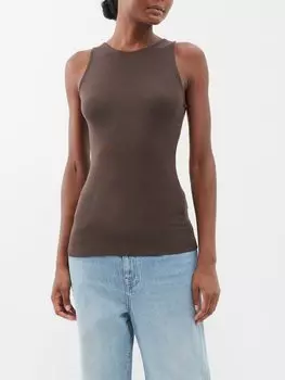 Майка из шерстяного джерси с круглым вырезом BITE Studios, коричневый