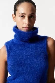 Майка из смеси мохера с начесом & Other Stories, синий