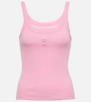 Майка из смесового хлопка с логотипом в рубчик Marine Serre, розовый