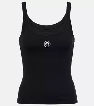 Майка из смесового хлопка с логотипом в рубчик Marine Serre, черный