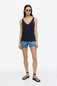 Майка из смесового льна H&M