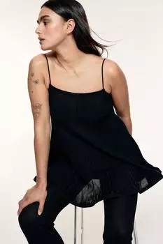 Майка из смесового шелка H&M, черный
