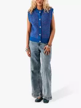 Майка из смесовой шерсти в полоску от nynne Lollys Laundry, синий