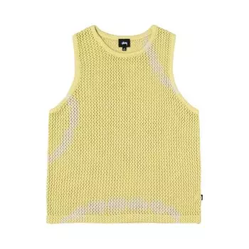 Майка из тяжелой сетки Stussy ODyed, цвет Tie Dye Yellow