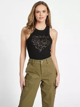Майка Jesica со стразами Guess Factory, черный