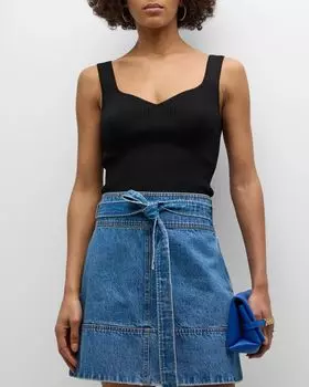 Майка Jules в рубчик с сердечками Tanya Taylor, цвет Black