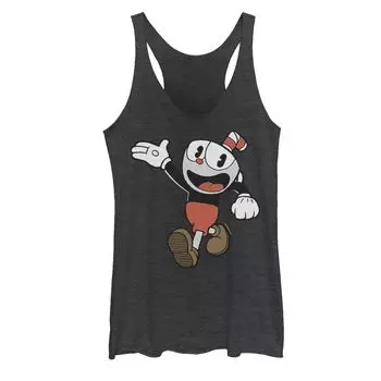 Майка Juniors' Cuphead с эффектом потертости Happy Cuphead Licensed Character