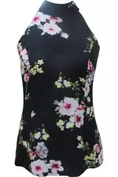 Майка Kerri Floral High Neck черного цвета Papillon