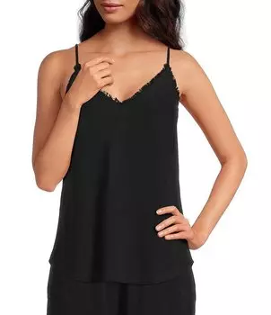 Майка-комбинация без рукавов с потертостями из ткани и камней с V-образным вырезом Cloth & Stone, черный