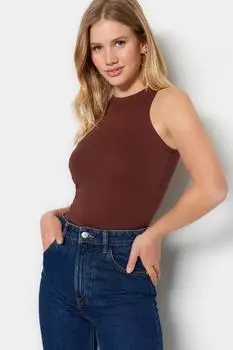 Майка - Коричневый - Облегающий крой Trendyol, коричневый