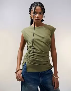 Майка-корсет ASOS DESIGN с заостренными плечами цвета хаки