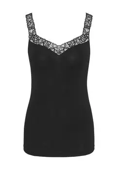 Майка кружевная, однотонная, женская mey, черный