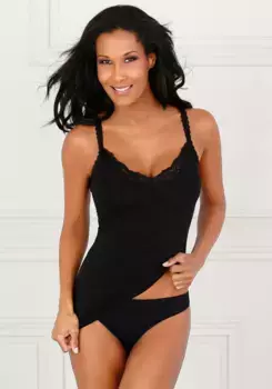 Майка LASCANA, с эффектом бодиформинга, топ на бретелях-спагетти, корректирующий силуэт, черный