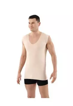 Майка Lasercut без подола Deep-V без рукавов Albertkreuz, бежевый