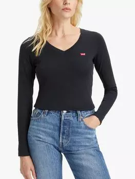 Майка Levi's Baby Logo с V-образным вырезом и длинными рукавами, цвет Caviar