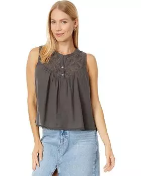 Майка Lucky Brand Embroidered Cutwork Tank, цвет Raven