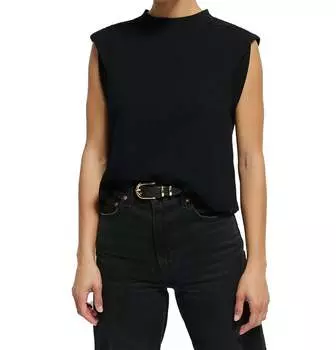 Майка Mae с закатанными рукавами в цвете Jet Black Nation LTD