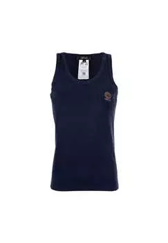 Майка - майка топика с круглым вырезом эластичный хлопок однотонная Versace, синий