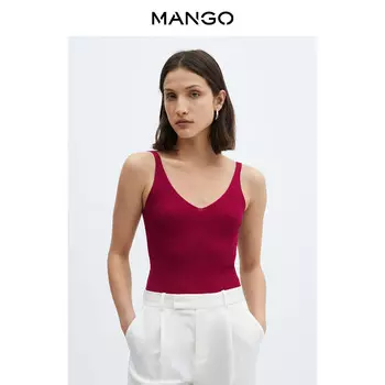 Майка Mango с V-образным вырезом, красный