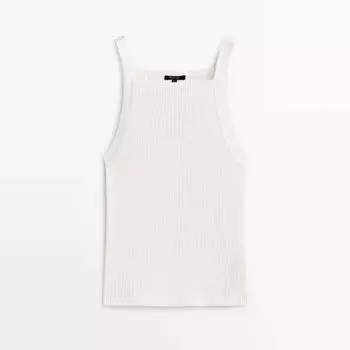 Майка Massimo Dutti Ribbed, белый