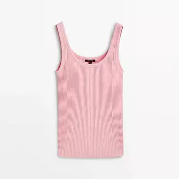 Майка Massimo Dutti Ribbed, розовый