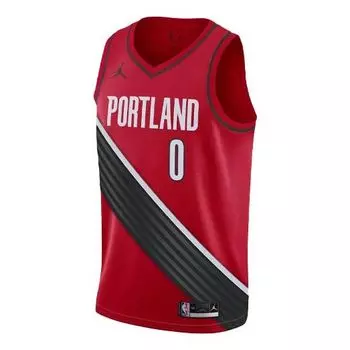 Майка Men's Air Jordan NBA Sports Basketball SW Fan Edition 20 Season Portland Trail Blazers . Lillard No. 0 Red Jersey, красный