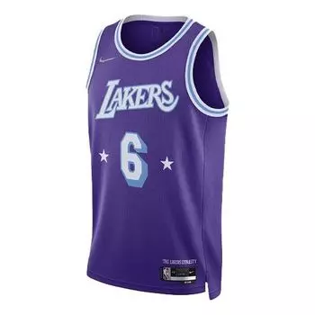 Майка Men's Nike NBA Retro Basketball Jersey/Vest SW Fan Edition Los Angeles Lakers Lebron James No. 6 Purple, фиолетовый