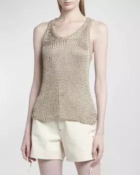 Майка металлизированного трикотажа Stella McCartney, цвет Silver Gold