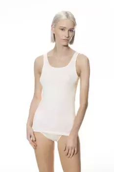 Майка Mey "EMOTION", широкие бретели, окантованные блестящим атласом, цвет Champagner