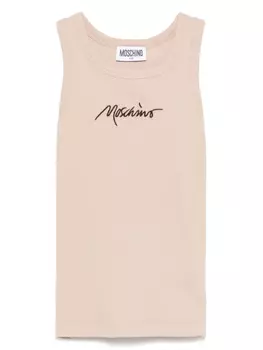 Майка Moschino Kids с вышитым логотипом, нейтральный