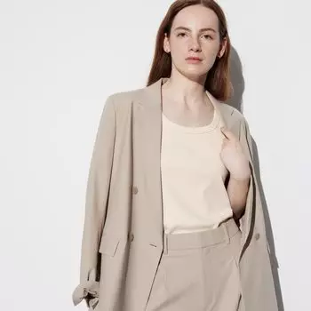 Майка мягкая Uniqlo в рубчик, бежевый