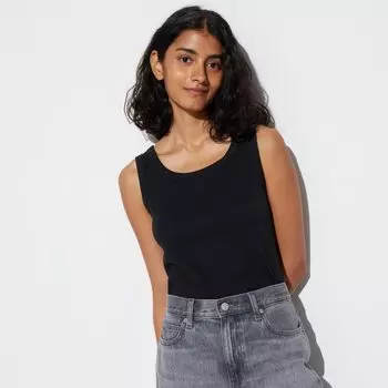 Майка мягкая Uniqlo в рубчик, черный