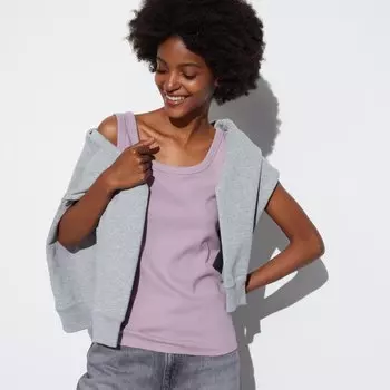 Майка мягкая Uniqlo в рубчик, фиолетовый