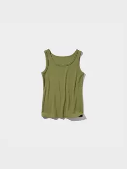 Майка мягкая Uniqlo в рубчик, оливковый
