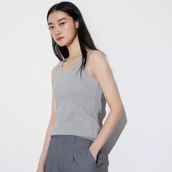 Майка мягкая Uniqlo в рубчик, серый