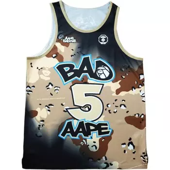 Майка мужская Aape X Badfive, коричневый камуфляж Lining, коричневый