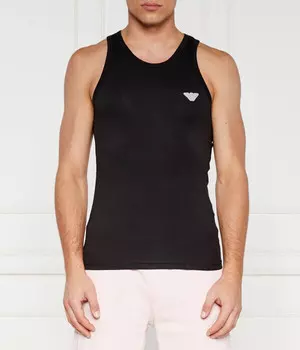 Майка мужская Emporio Armani хлопковая облегающего кроя, черный